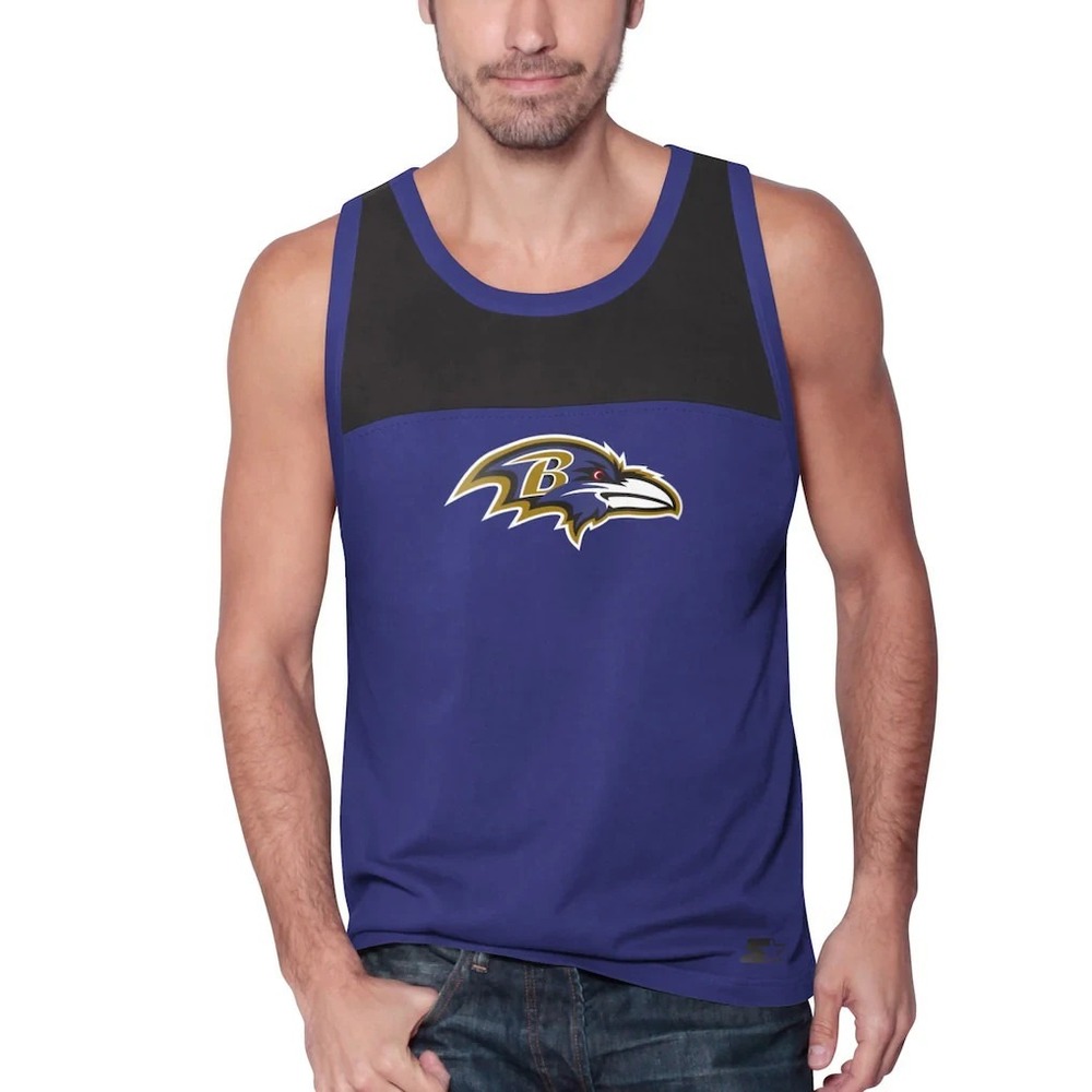 Starter Baltimore Ravens Logo Tank Top Mens Sz‎ XL Purple Black 100% Cotton